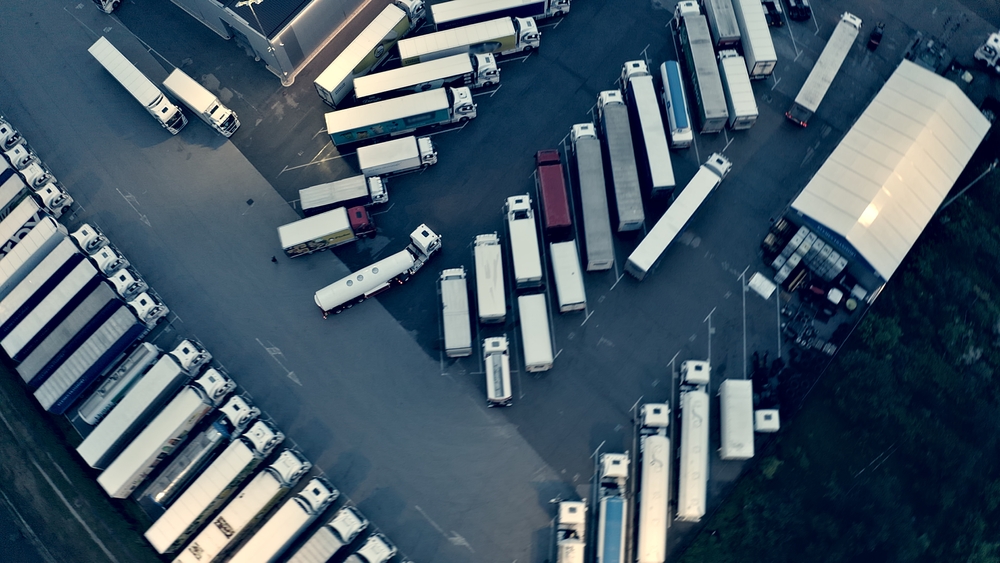 trucks at a warehouse