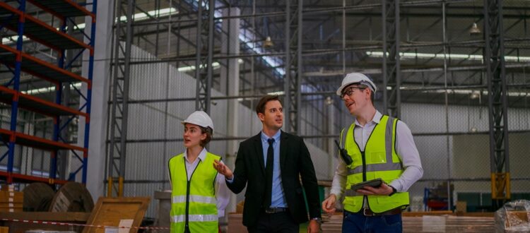Banker visiting a business